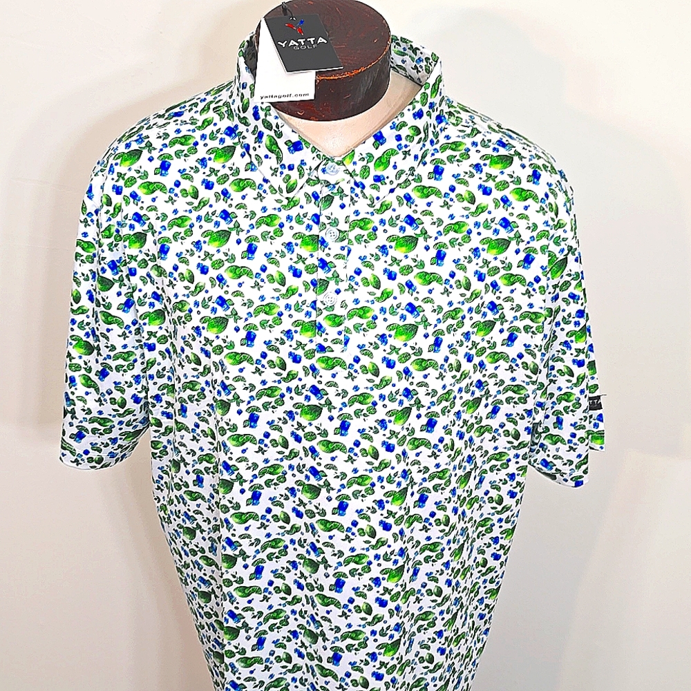Yatta Golf Mens XXL 2XL Limes Design Short Sleeve Golf Polo Shirt